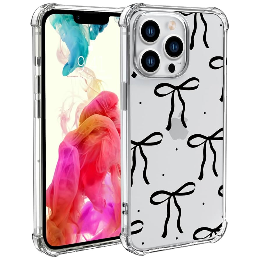 Amazon.com: Wihytec Black Bow Clear Phone Case for iPhone 12